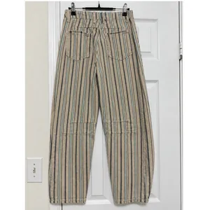 Miou Muse Striped Barrel Pants Cropped High Rise Cotton Small NWOT thumbnail 3
