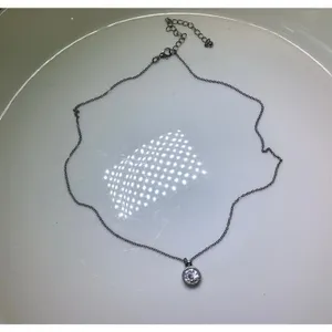 Crystal Solitaire Pendant Necklace Silver thumbnail 2