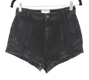 Free People We The Free Denim Shorts CRVY High Rise 28 Black Boho Festival thumbnail 1