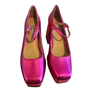 Lisa Vicky Notice Mary‎ Jane Platform Pump Metallic Pink Finish Women's Size 6 M thumbnail 6