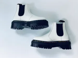 Dr. Martens 2976 Quad Platform Leather Chelsea Ankle Boots in White thumbnail 6