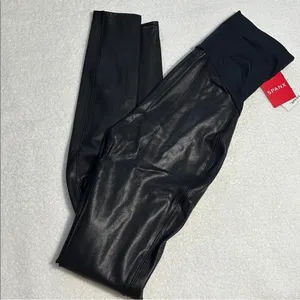 Spanx mama maternity faux leather leggings black XS NEW thumbnail 6
