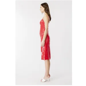NWT BARDOT Women's Beckett Sequin Slit Sheath Dress In Lipstick Red SZ-4 thumbnail 4