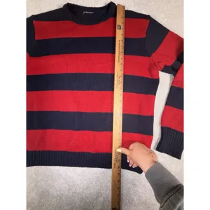 Brandy Melville Brianna Striped Sweater Red Navy Crew Neck Relaxed Fit thumbnail 6