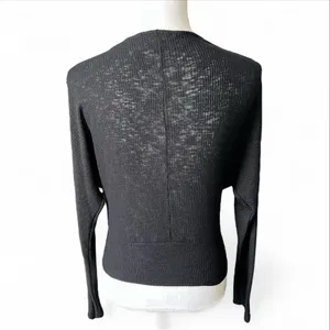 Lulus black crossover Sweater fitted minimalist neutral workwear size XS thumbnail 4