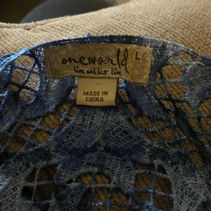 One World blue patterned top shirt Y2K woman’s large thumbnail 4