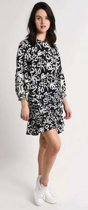 Tanya Taylor Block Print Mel Dress Womens‎ Black White Size 2 thumbnail 1