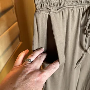 Brown Strapless Smocked Wide Leg Jumpsuit Size Small Taupe Casual Summer Romper thumbnail 5