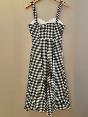 NWT Avec Les Filles Gingham Check Fit and Flare Sweetheart Dress thumbnail 9