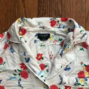 Kate Spade Floral Pajama Pant Set White Red, Blue & Green Accents Women’s Size S thumbnail 4