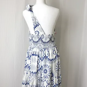 Hapsha Curve Maxi Dress Women 2XL Blue One Shoulder Smocked Tiered Boho Beachy thumbnail 3