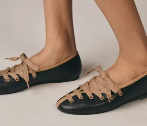 MAEVE Contrast Black Lace Up Ballet Flats Size 41 thumbnail 1