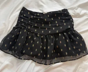 Zara Black Mini Skirt with Gold Accents thumbnail 1