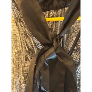 Snake Print Pleated Halter Mini Dress Black Satin Bow Trim‎ Grey White Large thumbnail 7