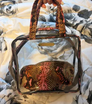 Aimee Kestenberg Clear Travel Cosmetic Bag Set Adele Sunset Snake 3 Piece Set thumbnail 1