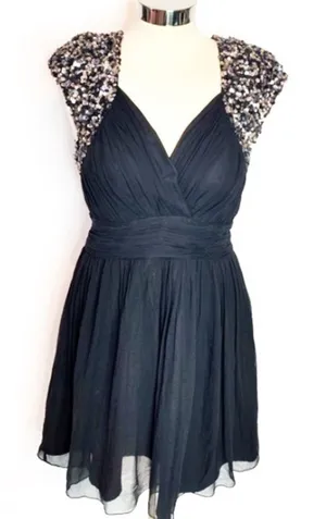 Scala silk sequined open back fit flare‎ dress thumbnail 1