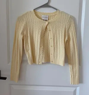 Pink Rose Light Yellow Cardigan thumbnail 1