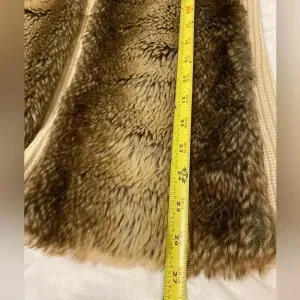 Liz Claiborne Faux Fur Front Ribbed Knit Back Open Vest Brown‎ Tan Small thumbnail 11