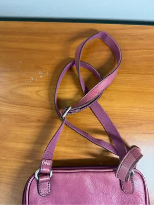 Vintage‎ Y2K Fossil Pebbled Leather Pink Violet Crossbody Purse Bag Adjustable thumbnail 4
