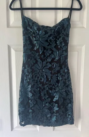 Black and blue sequin mini dress Size XS thumbnail 1