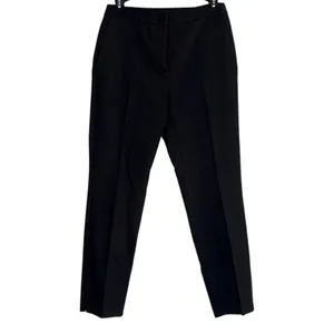 Zara Slim Straight Mid Rise Ankle Cropped Trouser Flat Front Pockets M Black thumbnail 10