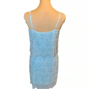 Xscape Rhinestone Beaded Tiered Formal Mini Dress Light Aqua Prom Homecoming 2 thumbnail 8
