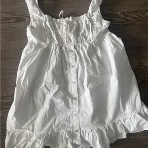 Frankie's Bikinis White Sleeveless Ruffle Mini Dress thumbnail 3
