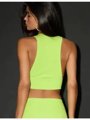 NWT Lulus Absolute Edge Lime Green Sleeveless Crop Top - Size: Small thumbnail 7