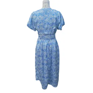 Abound Women's‎ Blue Floral Print Short Sleeve Midi Dress Summer Size Small thumbnail 5