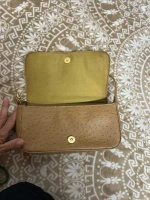 Leslie Fay Camel Ostrich-Texture Shoulder Bag with Tortoiseshell Buckle thumbnail 5