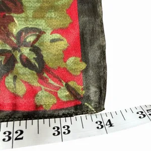 M.O.S.I Floral Satin‎ Scarf 34"x 34" Square Red Olive Cottagecore Romantic thumbnail 9