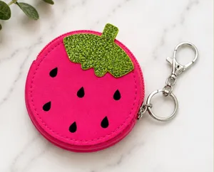 NEW Pink Strawberry Coin Purse Keychain NWT thumbnail 1