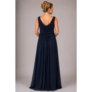 DressSale Navy Blue Chiffon Beaded Formal Evening Gown Estimated 14/16 thumbnail 2