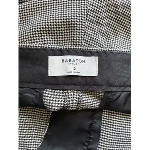 NWT Babaton Atelier Numero Pants Womens 12 Black White Mini Houndstooth Mid Rise thumbnail 3