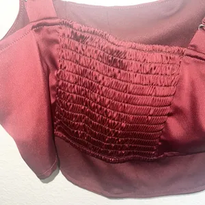 Wild Fable Maroon Corset Crop Smocked Back Tank Top thumbnail 5