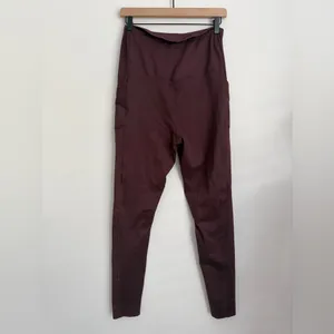 Blanqi maternity leggings burgundy pockets M thumbnail 2