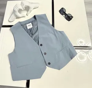 ZARA Light Blue Tailored Suit Vest Top 🩵 Size L thumbnail 3