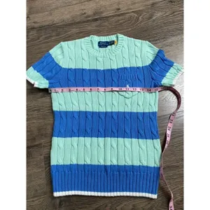 NWOT Womens Polo Ralph Lauren O Stripe Pkt T pima cotton‎ cableknit sweater SZ S thumbnail 8