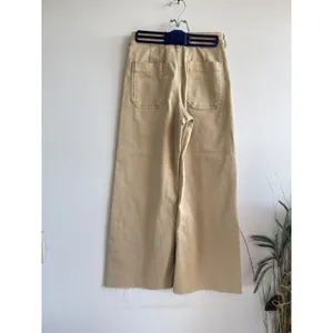 Maeve High Rise Wide Leg Khaki Tan Pants Raw Hem‎ Stretch Cotton Tencel 26 thumbnail 3