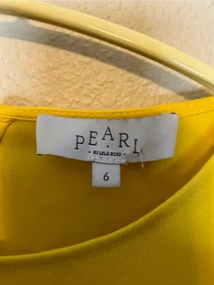 Pearl by Lela‎ Rose Stretch Cotton Lace crochet Detail Dress in yellow white 6 thumbnail 6