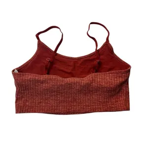 Aerie Women's Chill Longline Bralette M Orange Ribbed‎ Adjustable Straps thumbnail 2