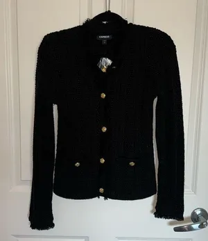 NWOT express black sweater/blazer gold detail size small thumbnail 1