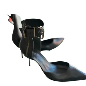 Schutz Black Leather Pointed Toe Ankle Strap Stiletto Heels Size 9 EU 40 in EUC thumbnail 9