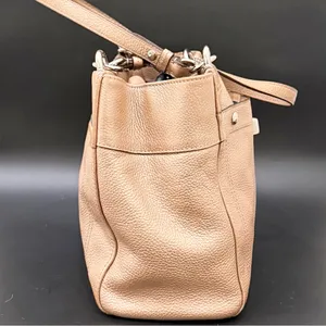 COACH F16531 Penelope Metallic Golden Beige Pebbled Leather Carryall Satchel Bag thumbnail 2