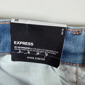 Express‎ Skyscraper Mid Rise Hyper Stretch Flare Jeans Blue Split Hem 6R NEW thumbnail 8
