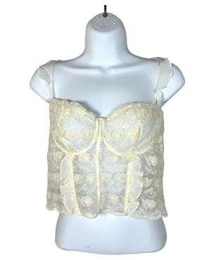 Zara Sheer Lace Bralette Bustier Crop Top Size Large thumbnail 1