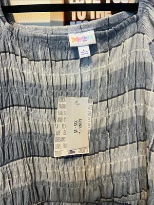 LuLaRoe Alina Light Blue Plaid Smocked Midi Dress thumbnail 2