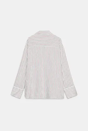 BNWT Zara Mint Chocolate Green & Brown Striped Flowy Button Down Scarf Shirt thumbnail 6