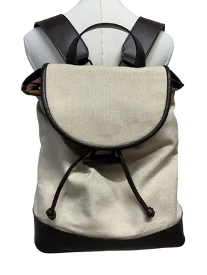 GAP Canvas Leather Trim Drawstring Backpack Brown‎ Rucksack Minimalist thumbnail 1