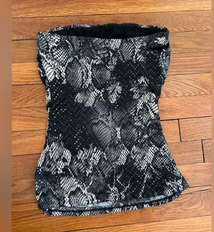 Express Snakeskin Pattern Ruched Strapless Tube Top thumbnail 2